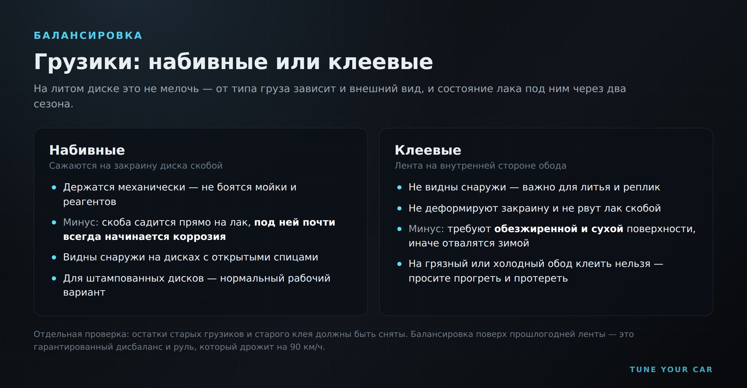 Набивные и клеевые грузики: чем отличаются и что выбрать для литых дисков