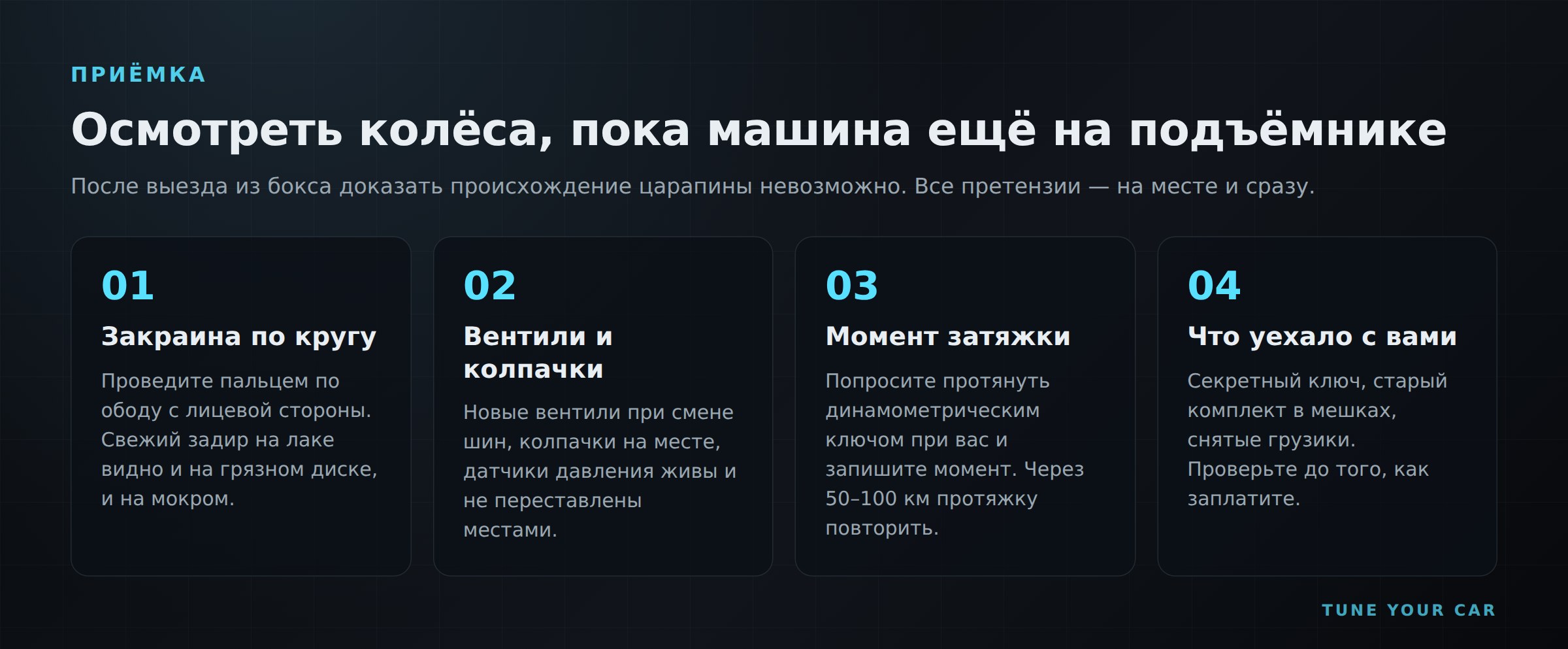 Чек-лист приёмки колёс после шиномонтажа